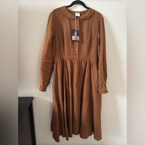 New son de flor classic dress in color warm brown